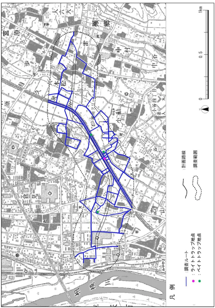 図 2-4.4  昆虫類調査（秋季）  調査ルート及びトラップ地点（平成 24 年 10 月 24・25 日実施）