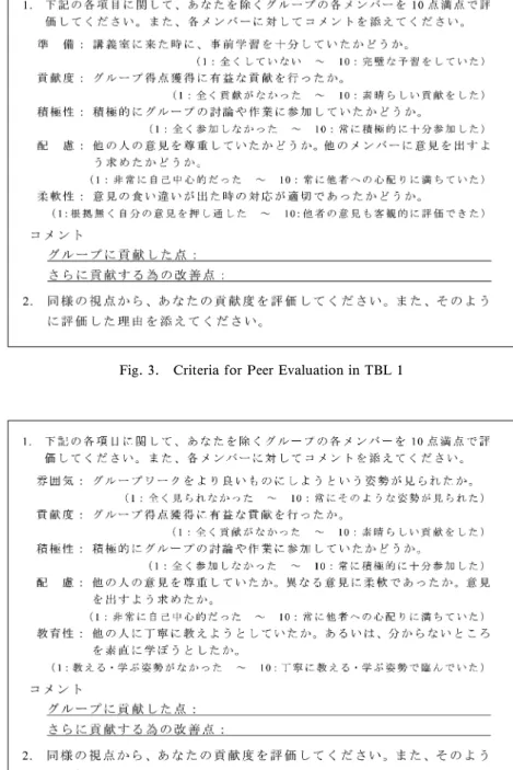 Fig. 4. Criteria for Peer Evaluation in TBL 2