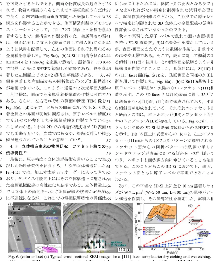 Fig. 6. (color online) (a) Typical cross-sectional SEM images for a {111} facet sample after dry etching and wet etching