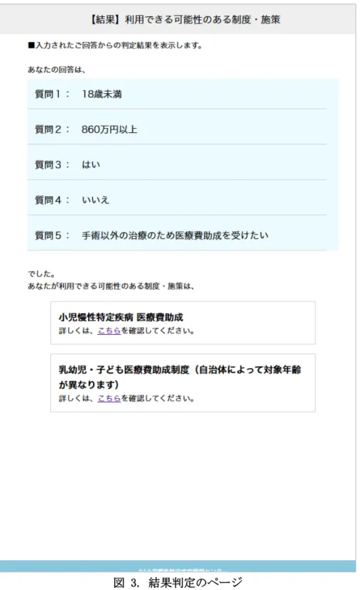 図 3. 結果判定のページ 