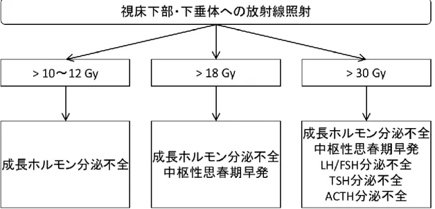 図 1  放射線照射量ごとの視床下部―下垂体系内分泌合併症 