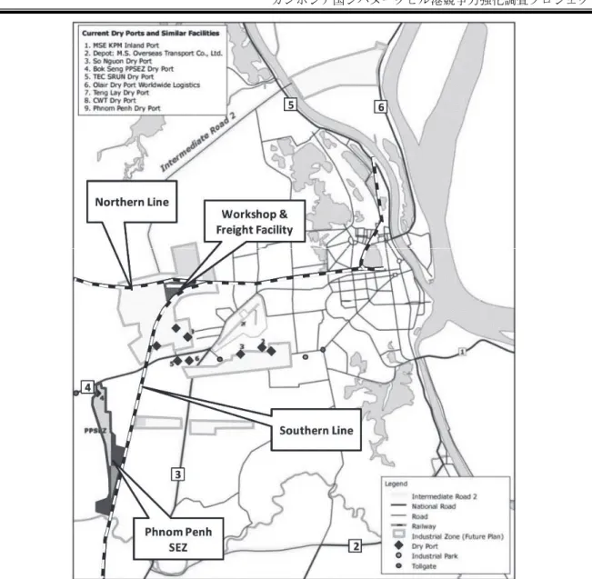 図 2.4-22  プノンペンにおける車両工場及び貨物取扱施設位置図 