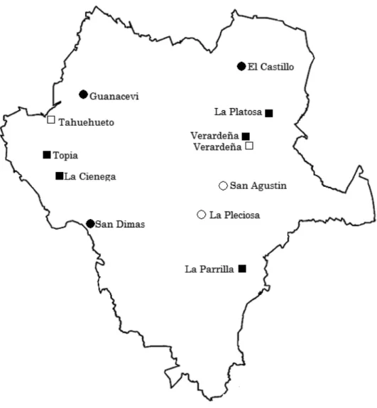 図 12  ドゥランゴ州の鉱山・鉱業プロジェクト位置図 
