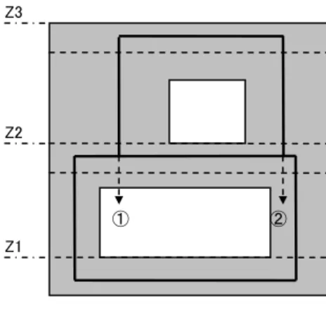 図 1.2-6  下階の壁抜けの定義 このプログラムの初期設定では、「下階の壁抜け」状態のものでも通常の耐力壁として扱うようになっていますが、これを「耐力 壁として扱わない」とすることもできます。この場合は、通常の非耐力壁と同様、壁の荷重のみが下の梁に伝達されます（図 1.2-7）。  図 1.2-7  「下階の壁抜け」を非耐力壁として扱うケース 「下階の壁抜け」を耐力壁とした場合・非耐力壁とした場合の応力状態の違いを図 1.2-8 にしめします。  図 1.2-8  「下階の壁抜け」の取扱いによる応力状態