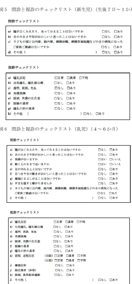 図 6  問診と視診のチェックリスト（乳児） （４～６か月） 