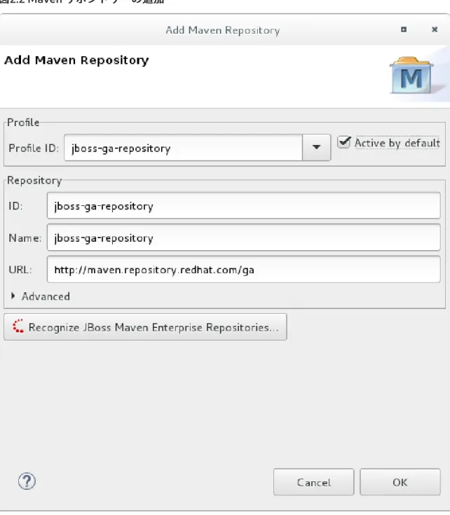 図 2.2 Maven  リポジトリーの追加 リポジトリーの追加