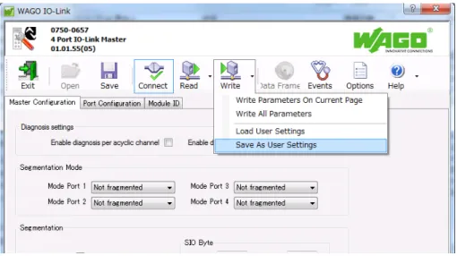 図 11：Save As User Settings コマンド 