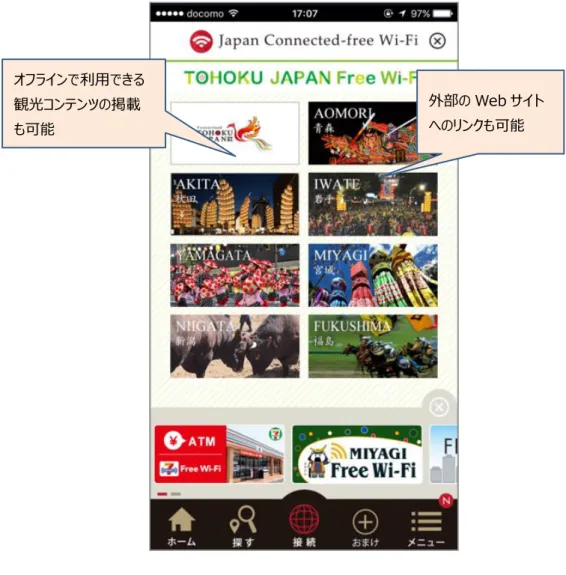 図 2  「Japan Travel Guide」の画面（イメージ） 