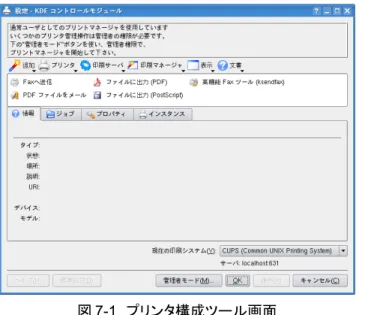 図 7-1　プリンタ構成ツール画面