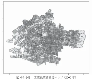 図 4-1-［4］  工業従業者密度マップ  （2000 年）