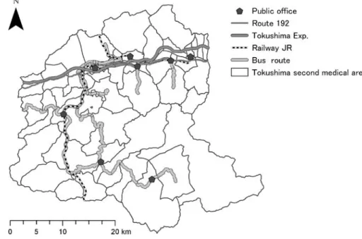 Figure 4 Map of transportation in Tokushima Prefecture２３４（1234）同志社商学 第７２巻 第６号（２０２１年３月）
