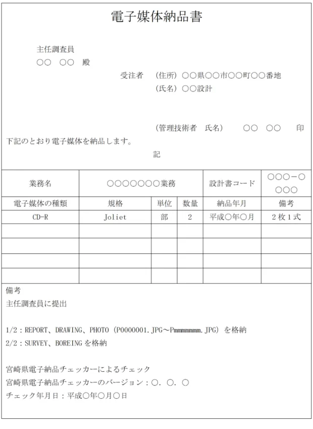 図 6-7 電子媒体納品書（例） 