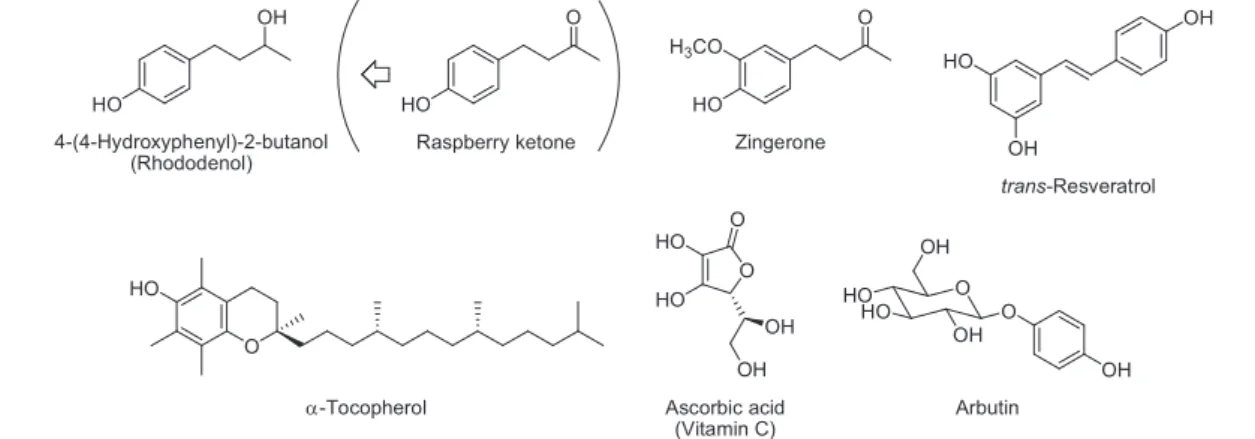 Fig. 1.  Structures of Popular Antioxidative and Whitening Compounds.