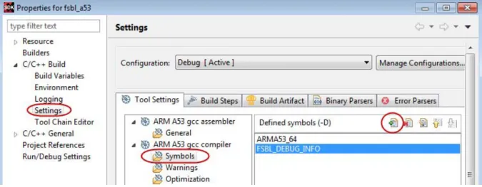 図  3-4: Fsbl_a53  ア プ リ ケーシ ョ ンのシ ンボルの設定