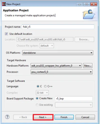 図  3-5: New Project  ウ ィ ザー ド の  [Application Project]  ページ
