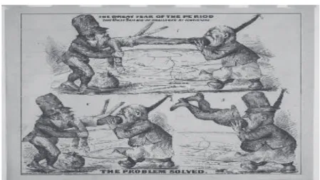 Figure  1:  Artist  Unknown, “The  Problem  Solved,” White  and  Bauer  (San  Francisco), Published between 1860 and 1869