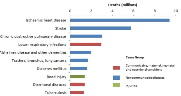 Figure 1.1: Top 10 global cause of deaths, 2016.