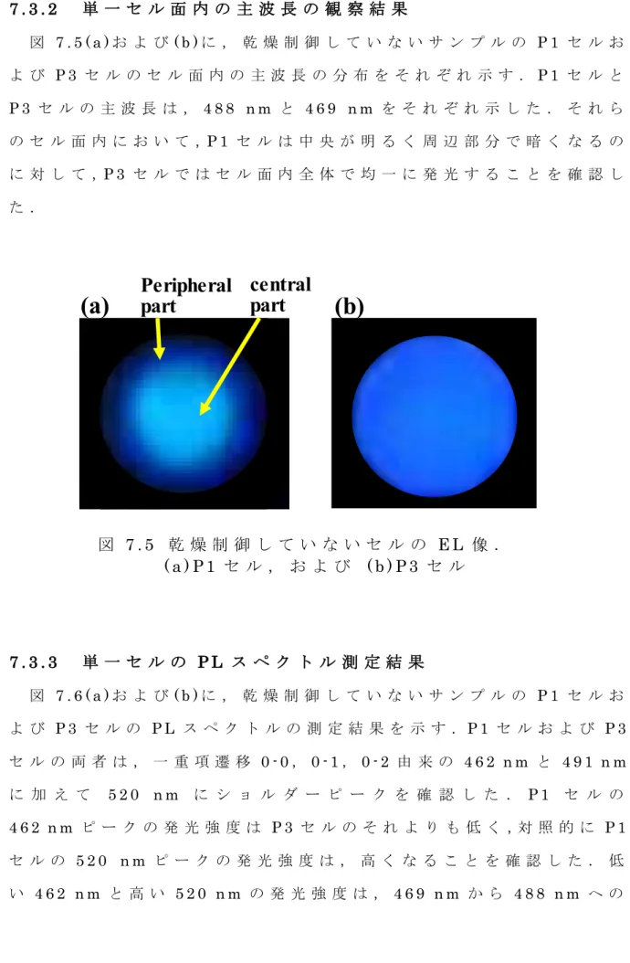 図 7 . 5   乾 燥 制 御 し て い な い セ ル の E L 像 ．