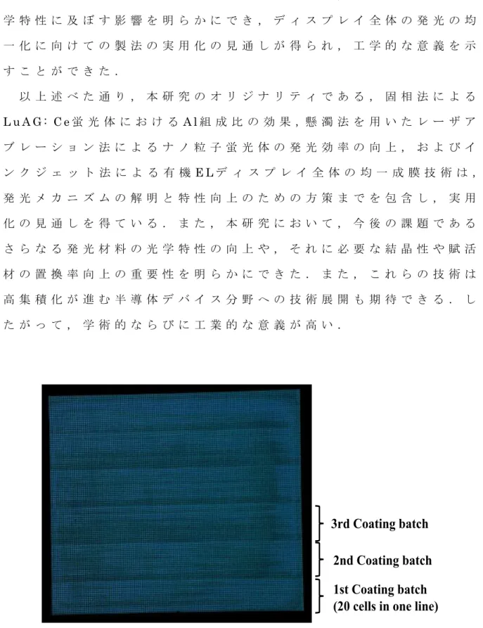 図 1 . 7   試 作 デ ィ ス プ レ イ の 発 光 状 態