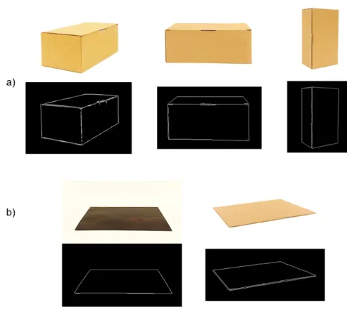 Figure 3.9: The examples of the edge detection: (a) the edge detection of the high objects; (b) the edge detection of the non-high objects