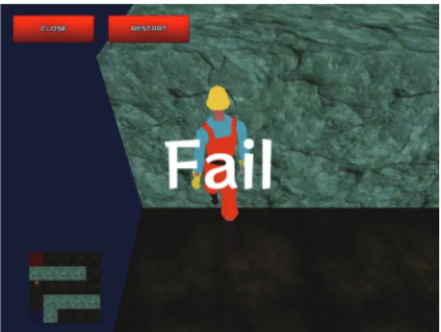 Fig. 8. Screenshot of “maze” game.     2.5.2  ロボットゲーム   ロボットゲーム（ Fig. 9 ）は，迷路ゲームと同様， 「Puzzle Programming」上で組まれたプログラムの 実行により，ロボットが左右に回転または前進など の動作を行う．ロボットの行く手を阻む障害物が周 囲に置かれていないため，「迷路ゲーム」より比較 的自由に動作させることができる． Fig