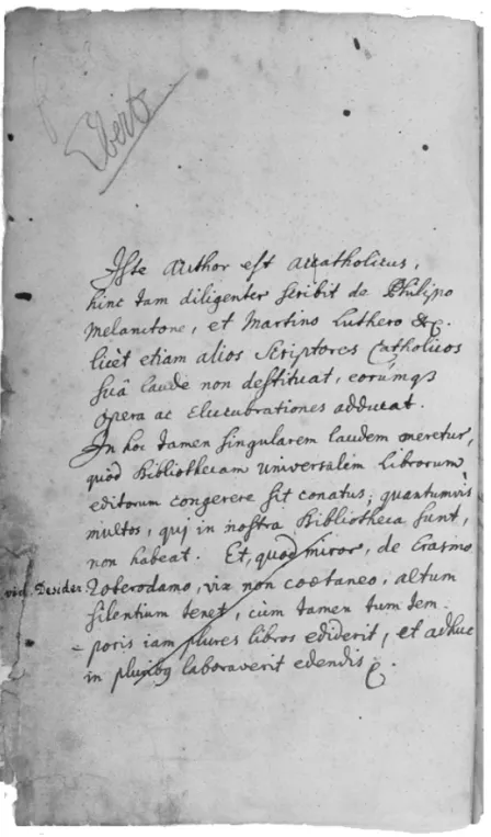 Fig. 2: Manuscript notes on the flyleaf of the Waseda copy of Bibliotheca Universalis.