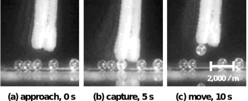 Fig. 4    Selective capture and move of particle. (1 mm plastic particle, 1.6 kV applied  voltage at capture) 
