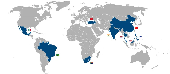 Figure 2-2: World Map of Newly Industrializing Countries [2-4] 