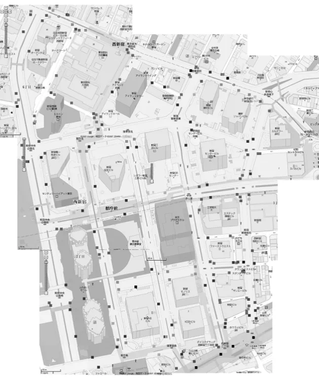 図 5.1: 新宿西口付近の道路標識分布