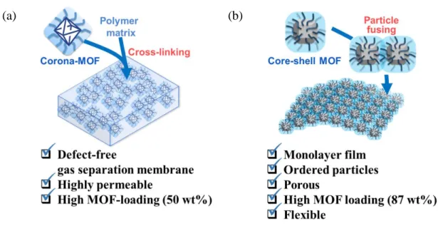 Figure 9. Purpose of this research:    (a) Defect-free MOF-based MMMs obtained by  corona cross-linking for gas separation