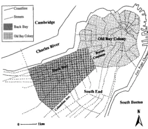Figure  3.  Map  of  central  Boston  with  the  seg mented  areas.
