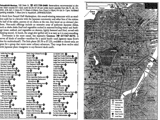 Figure  l  b.  A  typical  American  layout  of  spatial  description  in  the  guidebooks  with  site  list  (the  case  of  ' Tatsukichi,'  Boston)