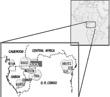 Fig 1. Forager ethnic groups in African tropical forest zone   
