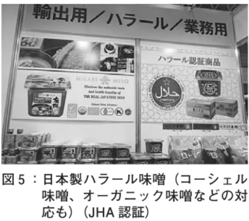 図 ：日本製ハラール味噌（コーシェル 味噌、オーガニック味噌などの対 応も）（JHA 認証） ハラールはもはやムスリムだけのためのものではなくなっているのです。 では、すべてのムスリム消費者が同じようにハラールに関心を持つかというと、そうでもありません。ある調査によれば、食肉に関してはほとんどのムスリムがハラールであるかどうかに関心を持っているものの、加工食品に関しては関心が下がり、医薬品・化粧品についてはそれがハラールかどうかを気にするムスリムは 割ぐらいになります。ただ、全般にこの関心の度合いが上昇しつ