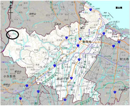 図 1. 沢川の位置  （高岡市生活環境部地域安全課、 2012 ） 『たかおかの環境』
