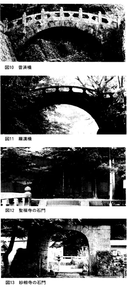図 1 0 普済橋 図 11 羅 漢 橋 図 1 2 聖福寺の石門 撃 萱 ≒ ̲ ̲ ̲ l l .二 二 二:≡ 重 ‑ ̲ ‑ = 喜 軍 . ̲ ‑‑:転 ≡ 図 1 3 妙相寺の石門