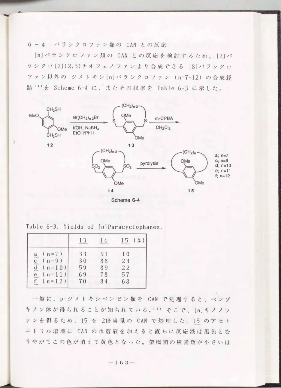 Table  6-3.  Yields  of  [nJParacyclophanes. 