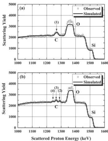 Fig. 6.  RBS spectra after eliminating the capped SiO 2