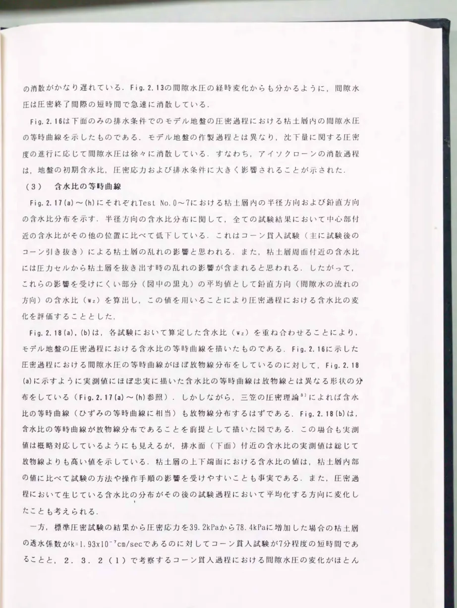 Fig. 2.17  (a)  �  (h)にそれぞれTest No.0，.......，7における粘土層内の半径方向および鉛直方向