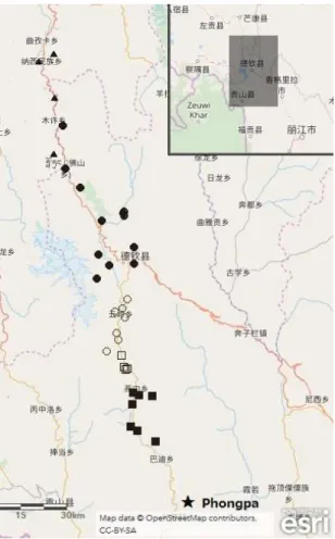 Table 1: Sound correspondences of dialects spoken along the Lancangjiang River (Map 1)