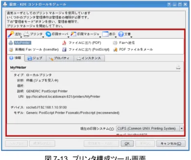 図 7-13　プリンタ構成ツール画面