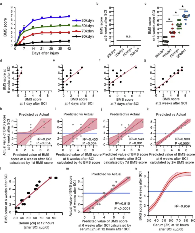 Fig. 1. The serum zinc concentrations at 12 h post-injury (hpi) predict the functional prognosis after mice SCI