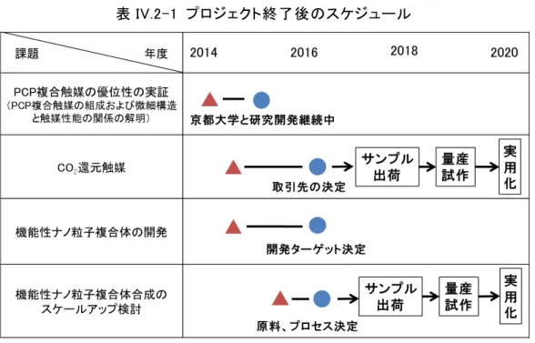 表 IV.2-1  プロジェクト終了後のスケジュール 