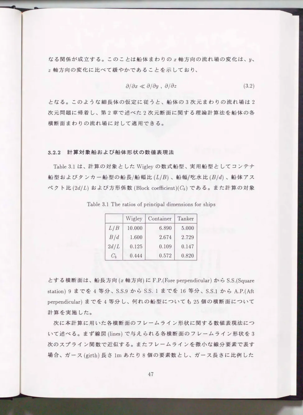 Table 3.1  The  ratios of  principal  dimensions for  ships 