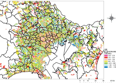 図 1c  第 3 主成分得点の分布パターン（高齢者人口）