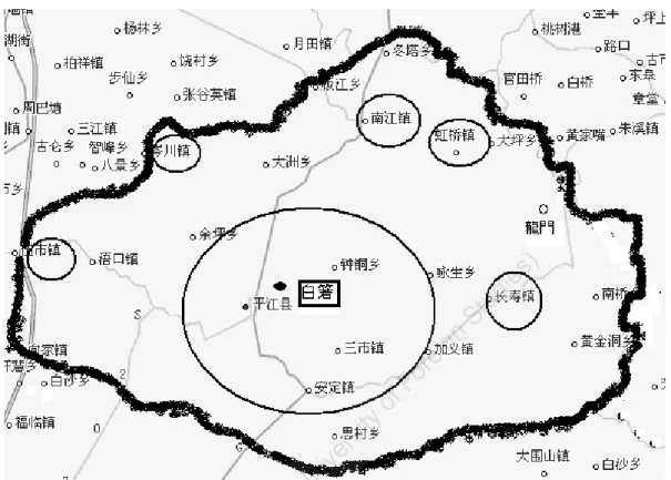 図   2  地元の人の内省による平江県内方言の区分