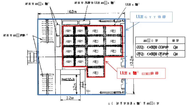 図 2  燃料ラック配置図  貯蔵体数 台数110体（10×11）8台170体（10×17）8台(110) (110) (110) (110) (110) (110) (110) (110)/ (170) (170) (170) (170) (170) (170) (170) (170) ※( )内の数字はラックの貯蔵体数 燃料ラック 制御棒，破損燃料貯蔵ラック 制御棒貯蔵ハンガ 制御棒貯蔵ラック 燃料ラック設置範囲 燃料プール範囲 
