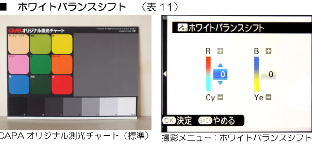 表 11  ホワイトバランス 