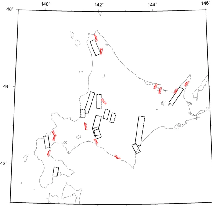 図 3.3.3-1  主要活断層帯以外の活断層のモデル（その 1）． 