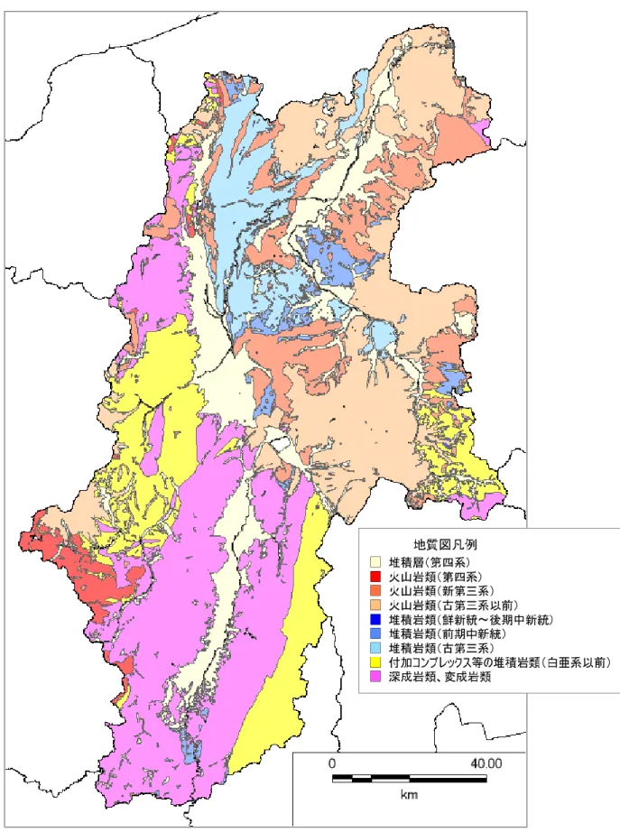図 2.2-2  長野県の表層地質 
